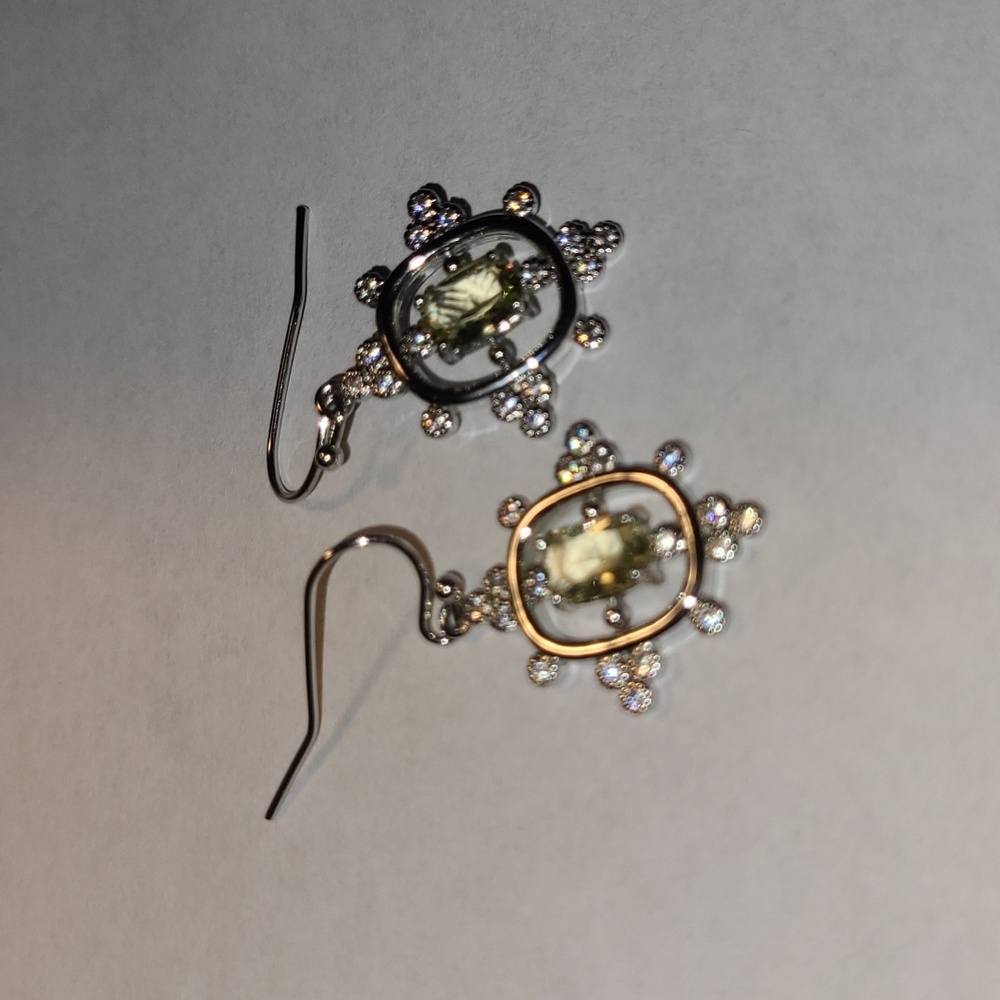 NWOT Never Worn Lab Created Citrine Rhodium Plating Drop Earrings - Picture 3 of 3